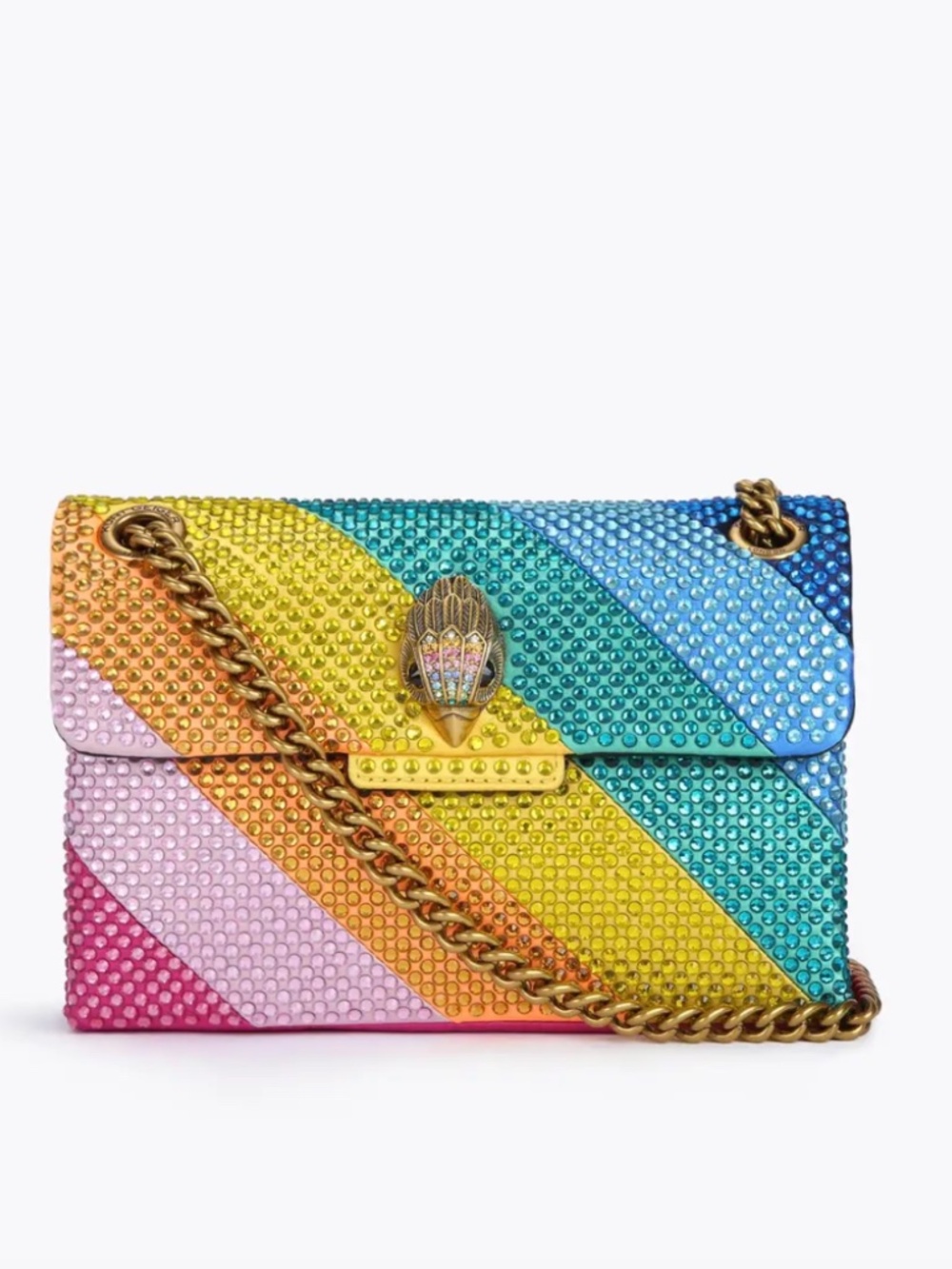 Kurt Geiger London Mini Kensington Rainbow Rhinestone Crossbody Bag Eagle Head